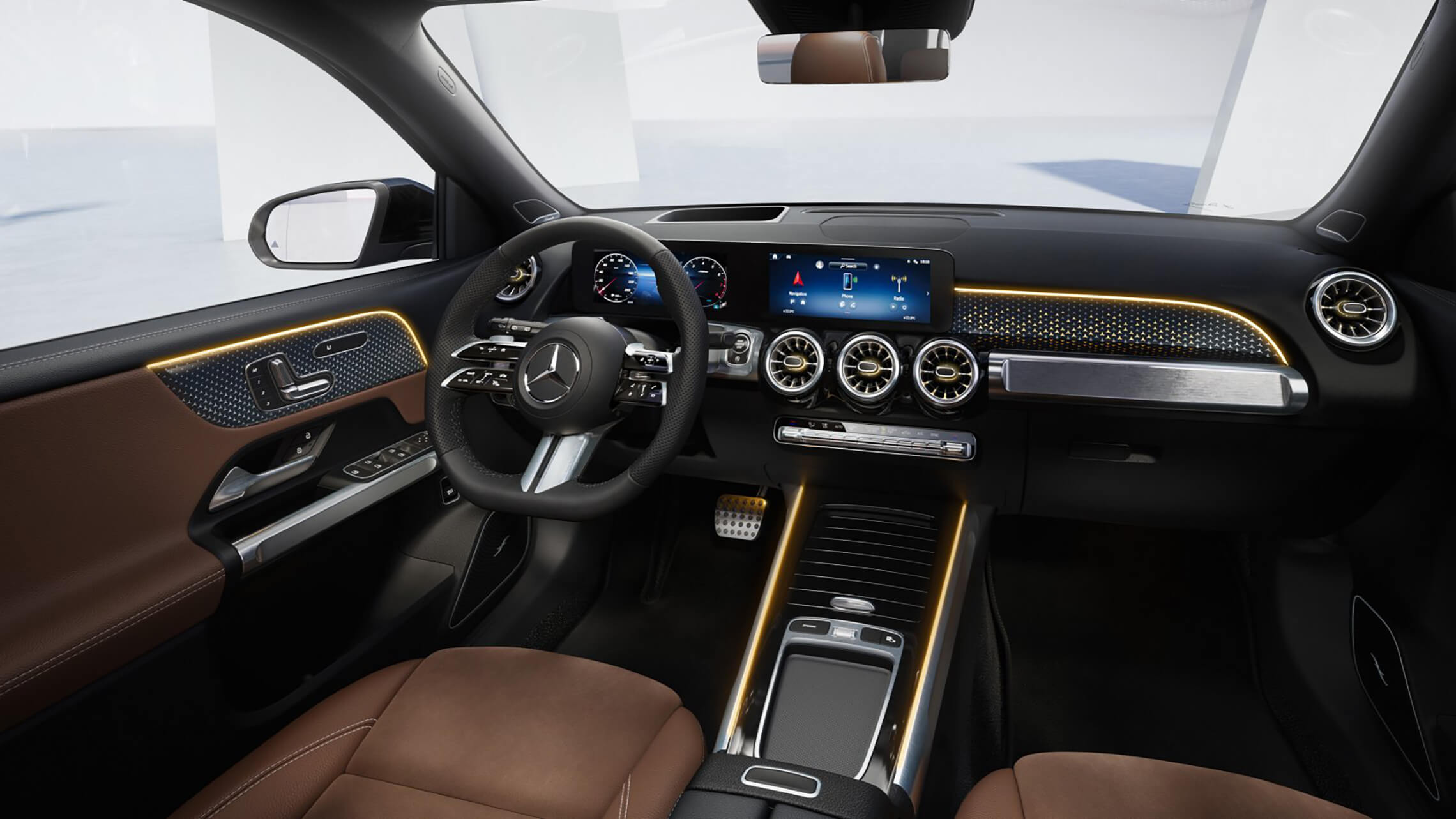 Mercedes-Benz GLB Interieur AMG Line ARTICO Mikrofaser MICROCUT bahiabraun / schwarz  - Merbag