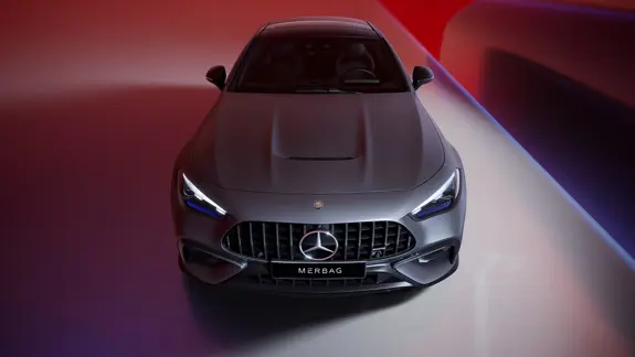 Mercedes-AMG CLE 53 4MATIC+ Coupé Frontansicht in MANUFAKTUR Lackierung Graphitgrau magno - Merbag Mercedes-AMG CLE 53 4MATIC+ Coupé Frontansicht in MANUFAKTUR Lackierung Graphitgrau magno - Merbag